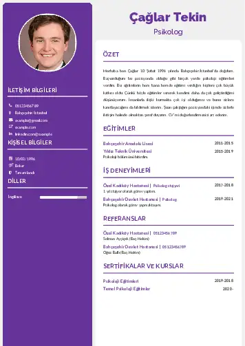 Psikolog CV Örnekleri cv indir